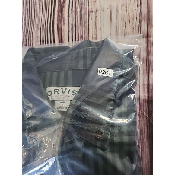 ORVIS Men's Shirt  Medium Blackwatch Green Blue Plaid Long Sleeve‎ Button Up - Picture 9 of 9